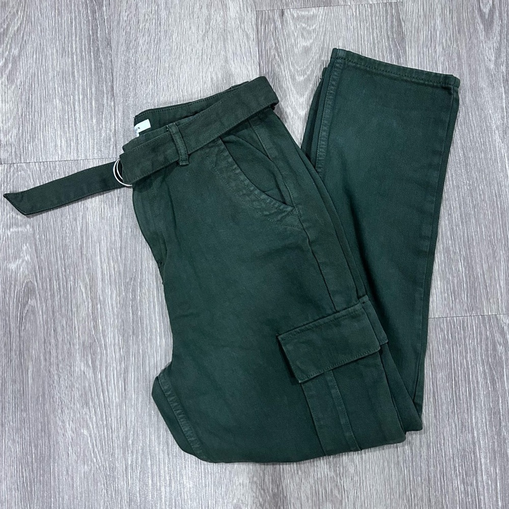 Dark Green Cargo Pants with Belt